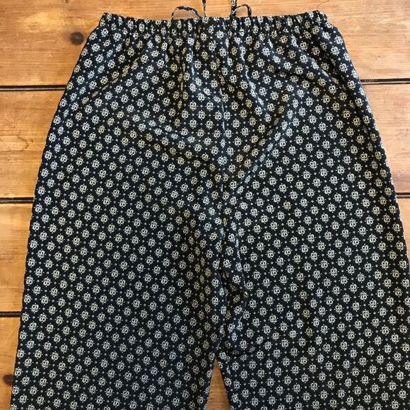 Vintage Kathie Lee Pants Black Patterned Wide Leg Lounge Medium Y2K - Picture 2 of 5
